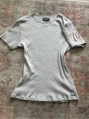 Vintage Grey Polo Ralph Lauren ribbed t-shirt with Pocket Detail